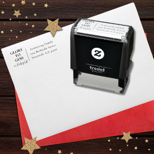 Tampon Auto-encreur Adresse de retour de Noël religieuse moderne