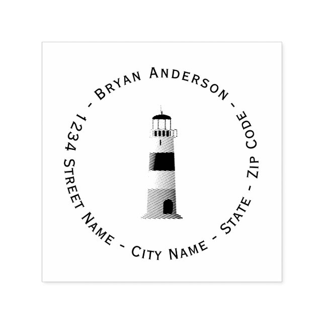 Tampon Auto-encreur Adresse de retour de phare Timbre auto-encastré (Design)