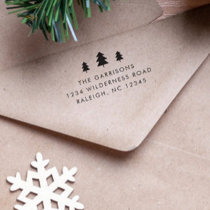 Tampon Auto-encreur Adresse de retour de sapin de Noël simple