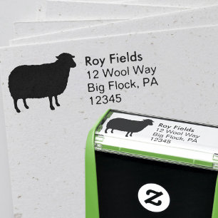 Tampon Auto-encreur Adresse de retour de silhouette de moutons