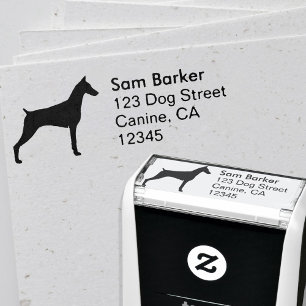 Tampon Auto-encreur Adresse de retour de silhouette de Pinscher de