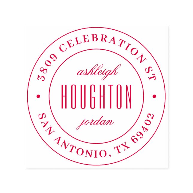 Tampon Auto-encreur Adresse de retour des noms de script ronds classiq (Design)