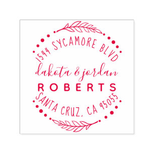 Tampon Auto-encreur Adresse de retour du couple rustique Lettré à la m