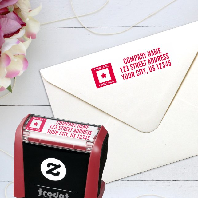 Tampon Auto-encreur Adresse de retour du logo de l'entreprise personna (Créateur téléchargé)