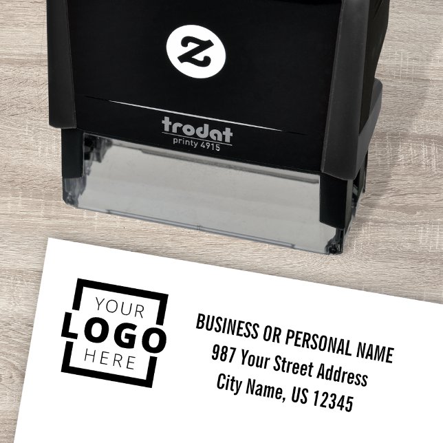 Tampon Auto-encreur Adresse de retour du logo d'entreprise personnalis (Créateur téléchargé)