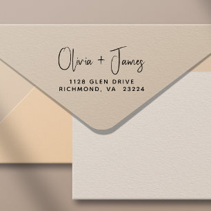 Tampon Auto-encreur Adresse de retour du Mariage de script chic