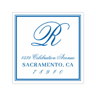 Tampon Auto-encreur Adresse de retour du monogramme de script classiqu