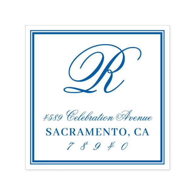 Tampon Auto-encreur Adresse de retour du monogramme de script classiqu (Design)