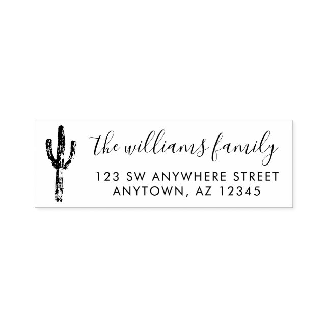 Tampon Auto-encreur Adresse de retour du script Cactus moderne (Design)