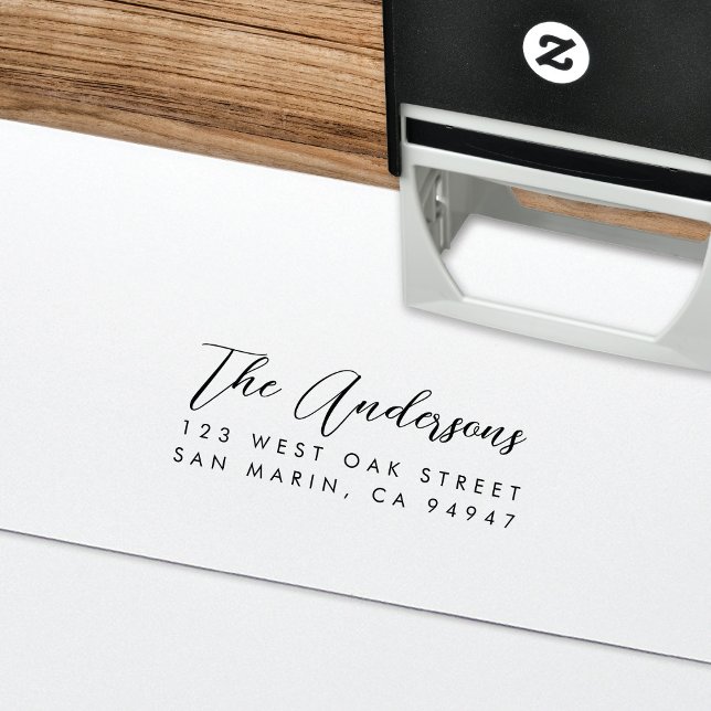 Tampon Auto-encreur Adresse de retour du script de calligraphie modern (Créateur téléchargé)