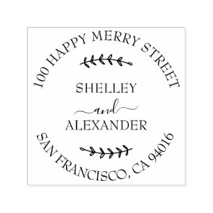 Tampon Auto-encreur Adresse de retour Elegant Branch Two Names