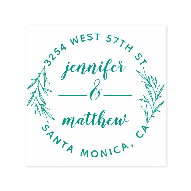 Tampon Auto-encreur Adresse de retour élégante Couple marié personnali (Design)