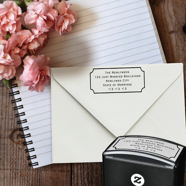 Tampon Auto-encreur Adresse de retour encadrée de billet auto-encre Ti (A ticket framed self inking return address stamp waiting for your address details)