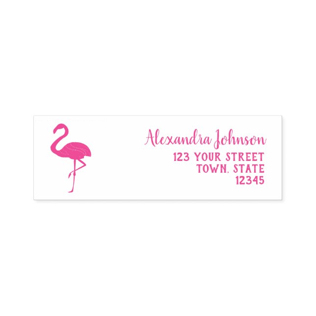 Tampon Auto-encreur Adresse de retour Flamant rose rose (Design)