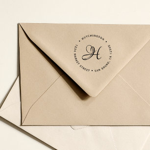 Tampon Auto-encreur Adresse de retour initiale du script de monogramme