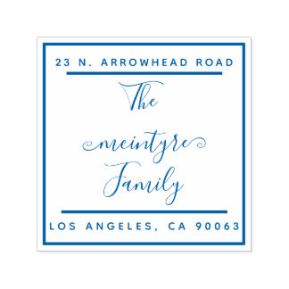 Tampon Auto-encreur Adresse de retour manuscrite simple Carré chic