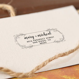 Tampon Auto-encreur Adresse de retour Mariage couple Élégant minimalis