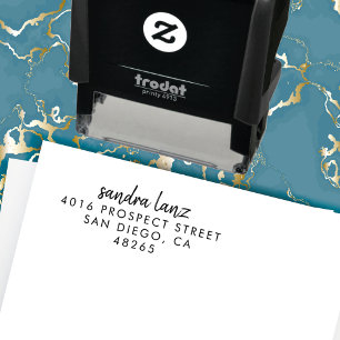 Tampon Auto-encreur Adresse de retour minimaliste moderne manuscrit