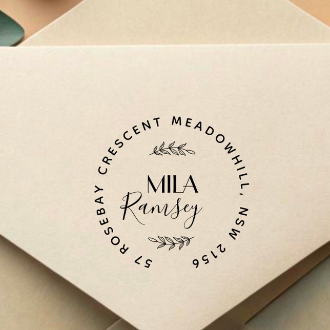 Tampon Auto-encreur Adresse de retour moderne personnalisée Botanique (Créateur téléchargé)