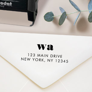 Tampon Auto-encreur Adresse de retour Monogrammes Initiales Rétro mini