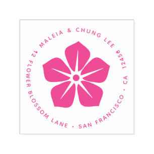 Tampon Auto-encreur Adresse de retour Oriental de fleur de fleurs de