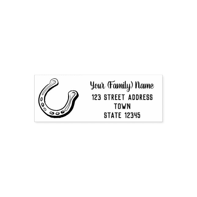 Tampon Auto-encreur Adresse de retour personnalisée Lucky Horseshoe (Design)