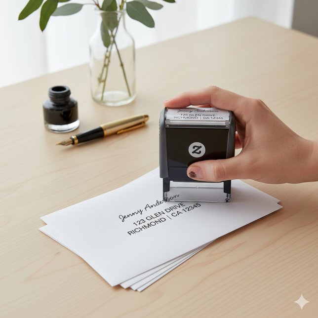 Tampon Auto-encreur Adresse de retour personnalisée Marque Moderne Min (Créateur téléchargé)