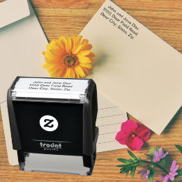 Tampon Auto-encreur Adresse de retour personnalisée Photo Logo de l'év