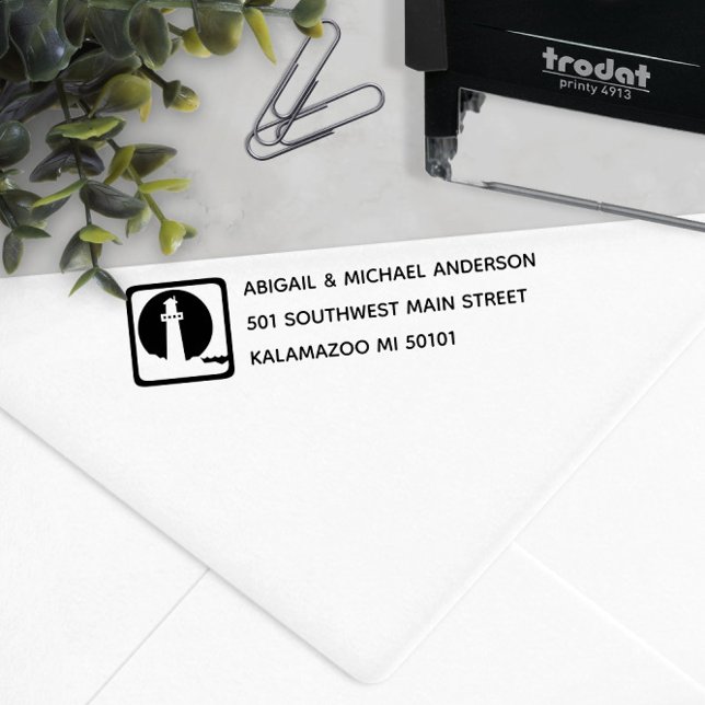 Tampon Auto-encreur Adresse de retour ⚓️ phare nautique (⚓️ Nautical Lighthouse Return Address Self-inking Stamp
)