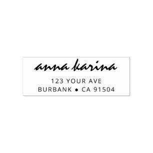 Tampon Auto-encreur Adresse de retour Simple Modern Minimal Nom de scr