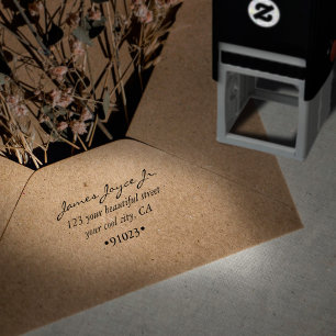 Tampon Auto-encreur Adresse de retour stylée vintage manuscrite