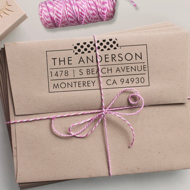 Tampon Auto-encreur Adresse de retour Timbre fausse bande Washi Look S (Créateur téléchargé)