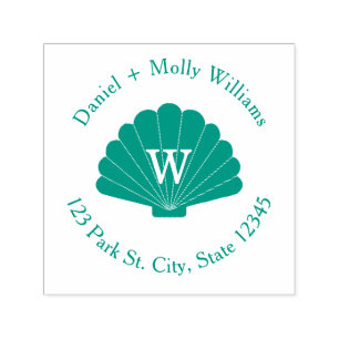 Tampon Auto-encreur Adresse du monogramme du coquillage