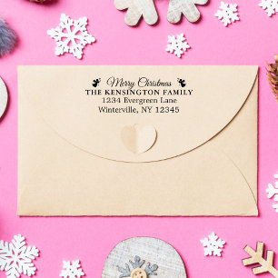 Tampon Auto-encreur Adresse familiale de Noël Joyeux personnalisée ave