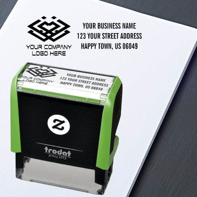 Tampon Auto-encreur Adresse Les Timbres D'Affaires Avec Logo (Créateur téléchargé)