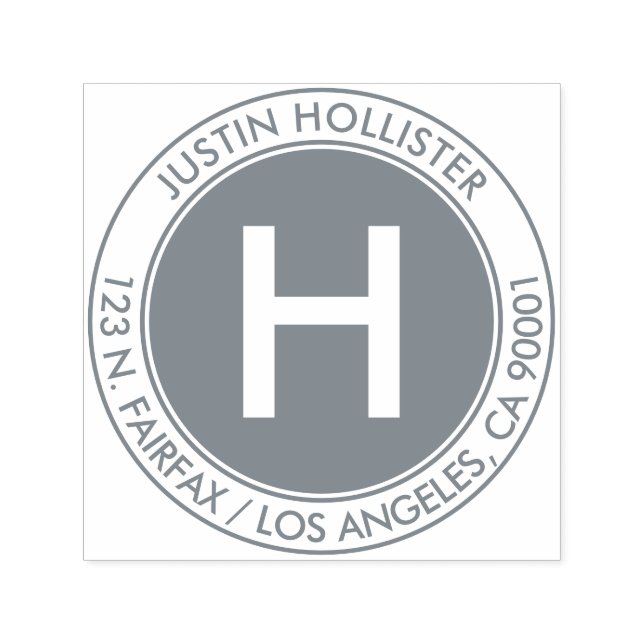 Tampon Auto-encreur Adresse simple et monogramme initial #2 (Design)