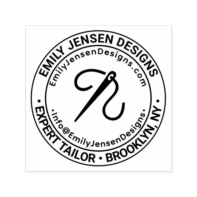 Tampon Auto-encreur Aiguille coudre Nom de l'entreprise Adresse URL E- (Design)