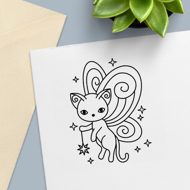 Tampon Auto-encreur Ailes de chat fée Pixie Kitty (Créateur téléchargé)