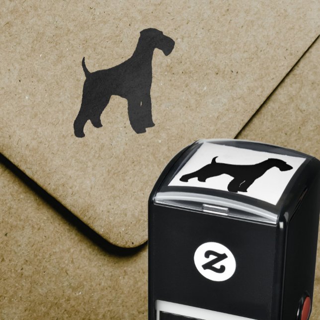 Tampon Auto-encreur Airedale Terrier Chien race Silhouette (Créateur téléchargé)