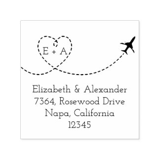 Tampon Auto-encreur Airplane Heart Ajouter Votre Monogramme Adresse de
