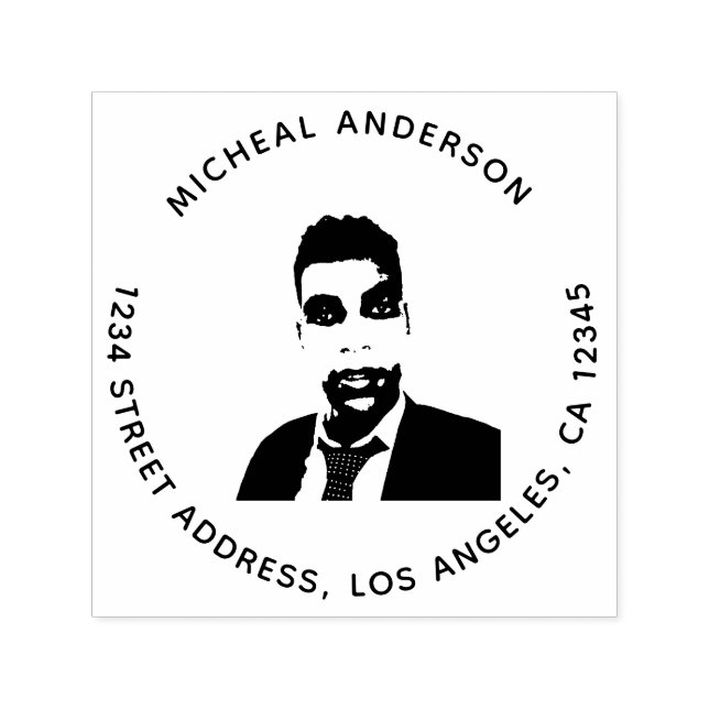 Tampon Auto-encreur Ajouter votre image ou votre logo Adresse ronde pe (Design)