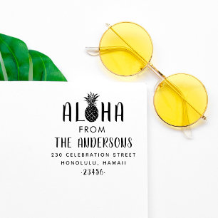 Tampon Auto-encreur Aloha Pineapple Nom de famille personnalisé Adress