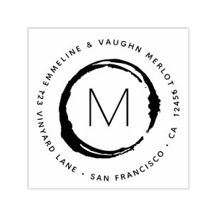 Tampon Auto-encreur Amateur de vin avec verre à monogramme cercle tach
