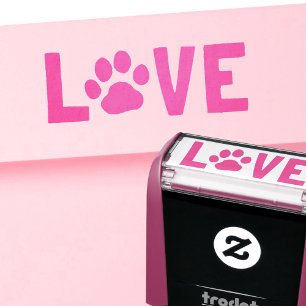Tampon Auto-encreur AMOUR avec Empreinte de patte de chien