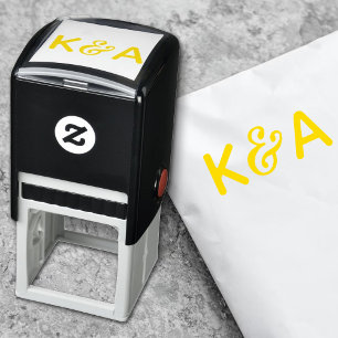 Tampon Auto-encreur Ampersand moderne Initiales Papeterie Mariage