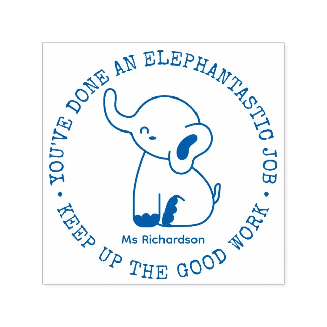 Tampon Auto-encreur Amusant Cute Elephant Fantastique Professeur Louer (Design)