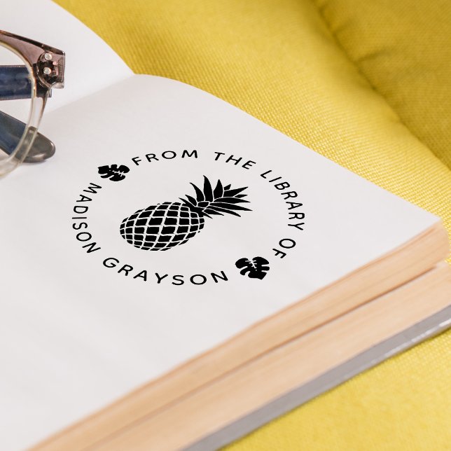 Tampon Auto-encreur Ananas De La Bibliothèque De Personnalisé (Pineapple From The Library Of Personalized Self-inking Stamp)