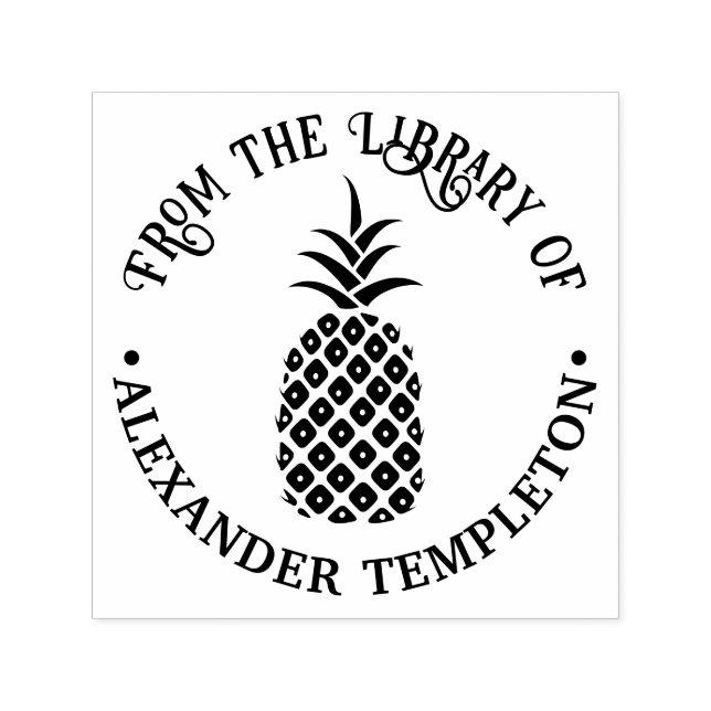 Tampon Auto-encreur Ananas Élégant #11B “De la bibliothèque de” Nom (Design)