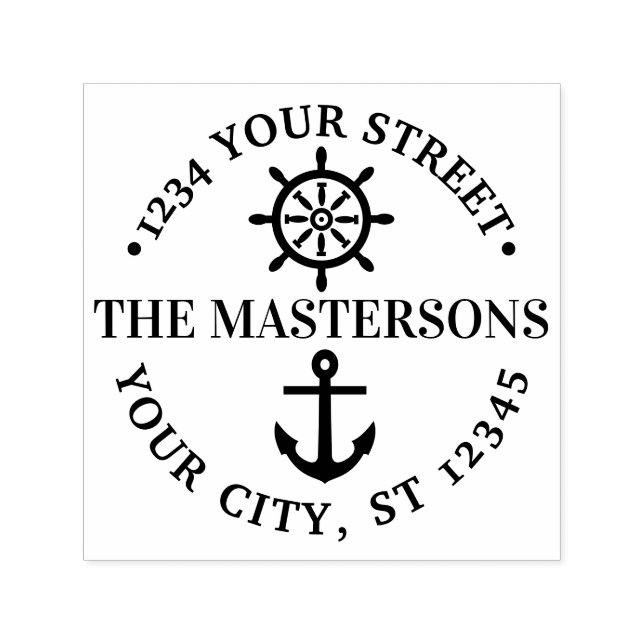 Tampon Auto-encreur Ancre Expédition Nom arrondi de la roue Adresse de (Design)