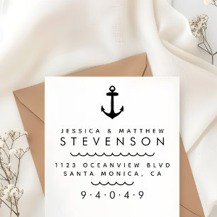 Tampon Auto-encreur Ancre nautique Marié Couple Adresse de retour